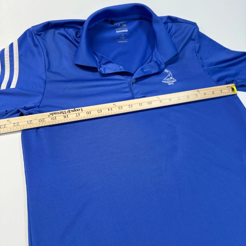 Adidas Golf Polo Shirt Men's Medium Blue Pinehurst 1895 Performance Puremotion‎